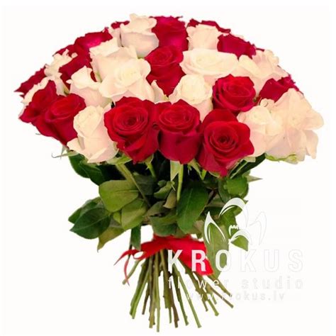 Bouquet From Red And White Roses 50cm Is The Best Bouquets With
