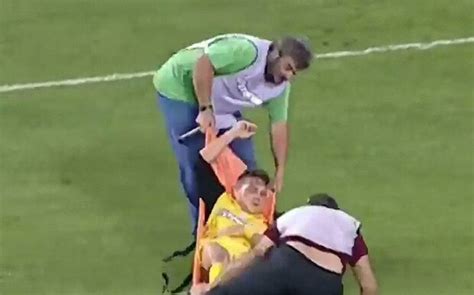 Greek Stretcher Bearer Falls Over And Drops Injured Player Twice In Farcical Scenes