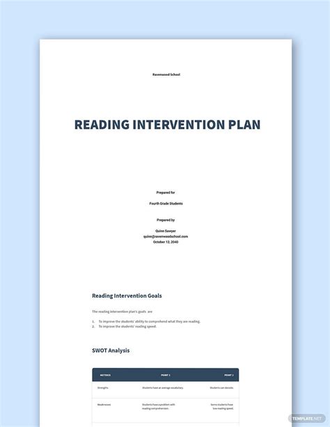 Intervention Plan Templates Documents Design Free Download