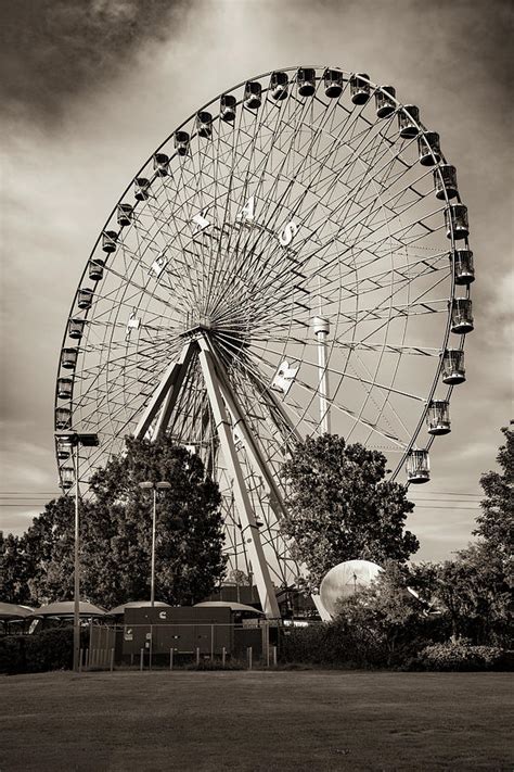 Big Dallas Texas Star Ferris Wheel At Fair Park In Sepia Photograph By
