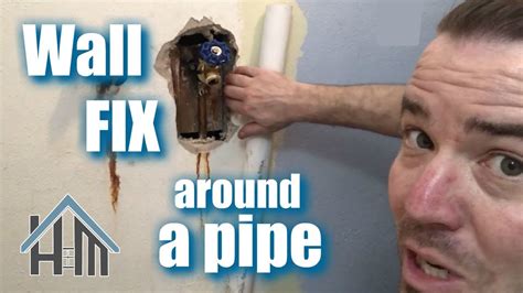 How To Drywall Around A Pipe Fix Drywall Around Plumbing Easy Youtube