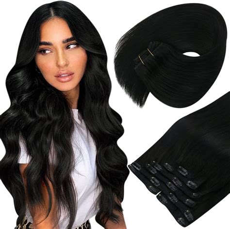 sunny clip in hair extensions human hair jet black clip in extensions for women black hair