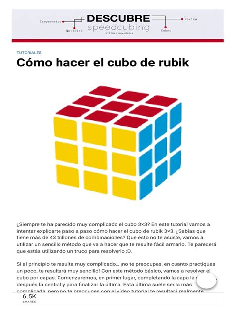 Aprende A Resolver El Cubo De Rubik 3x3 Con El MÉtodo MÁs Sencillo Pdf