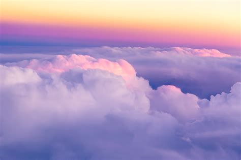 Beautiful Sunset Sky Above Clouds With Nice Dramatic Light