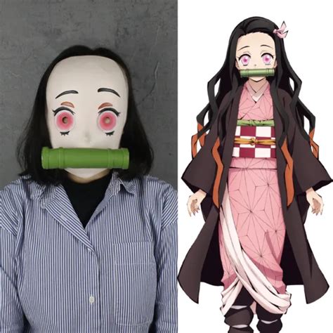 Demon Slayer Nezuko Kamado Anime Full Face Latex Mask Cartoon Cosplay