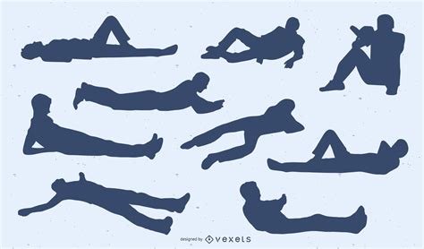 Laying Men Silhouettes Set Vector Download