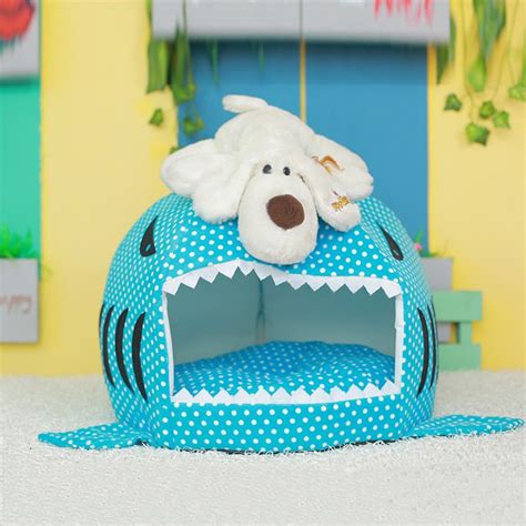 Christmas Dot Blue Pet Beds Warm Soft Dog House Pet Sleeping Bag Shark