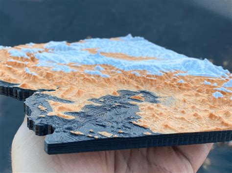 Arizona 3d Printed Topographical Display Map Likely Led
