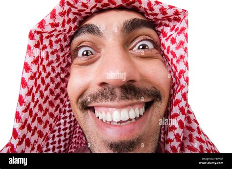 Funny Arab Man Isolated On White Stock Photo Alamy