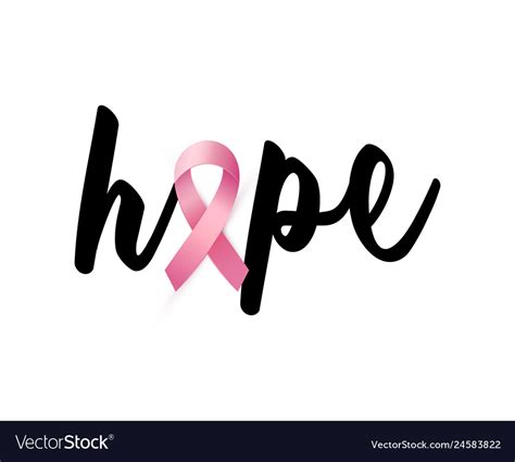 Hope Word With Pink Ribbon To World Breast Cancer Vector Image