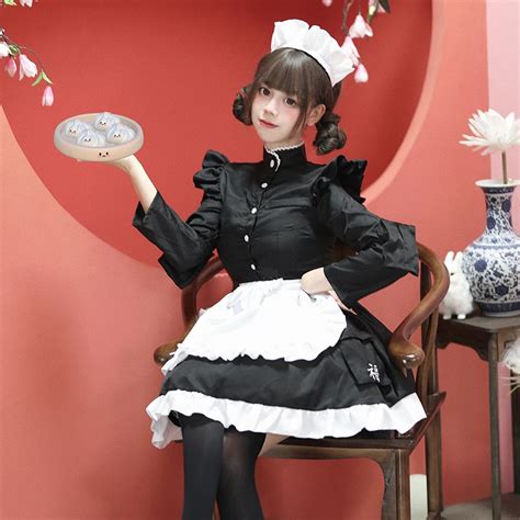 Uniforme De Femme De Chambre Chinoise Anime Japonais Costume De Cosplay Lolita Mignon
