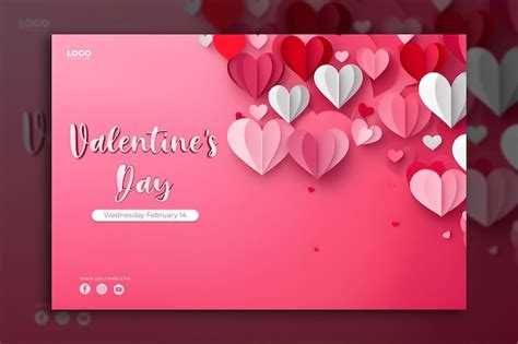 Premium Psd Paper Style Valentines Day Greeting Cards Template