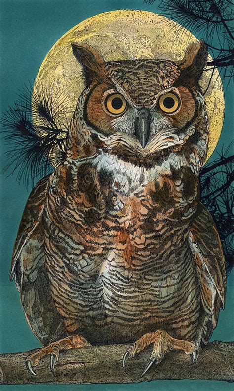 Great Horned Owl Painting By John Dyess Pixels