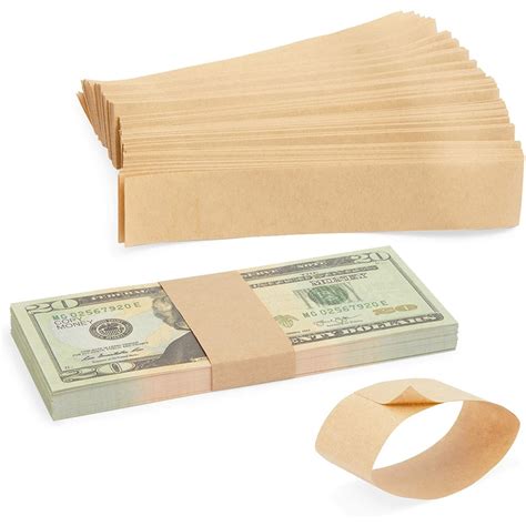 500 Pack Kraft Paper Blank Money Bands For Cash Self Adhesive Currency