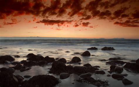 1157799 Sunlight Sunset Sea Rock Sand Reflection Stones Artwork
