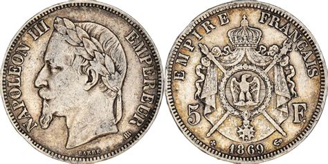 Frankreich 5 Francs 1869 Bb Münze Napoléon Iii Strasbourg Ss Silber