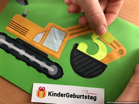 Einladungskarten Bagger selbst basteln: DIY Anleitung
