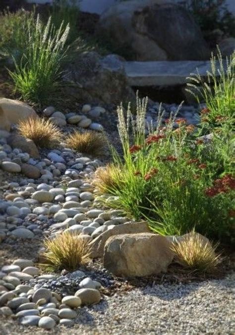 Beautiful River Rock Landscape And Lavender Bush For Your Outdoor