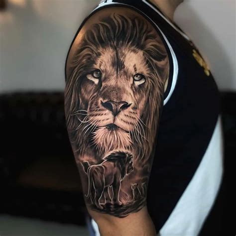 Lion Roaring Tattoo Shoulder