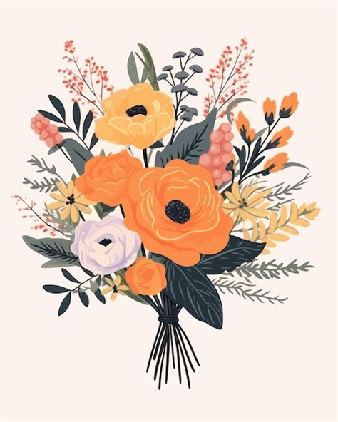 Premium Vector Beautiful Flower Bouquet Vector Illustration Of