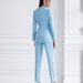 Light Blue Womens Blazer Suit 3 Piece Womens Pantsuit Set Blue Blazer