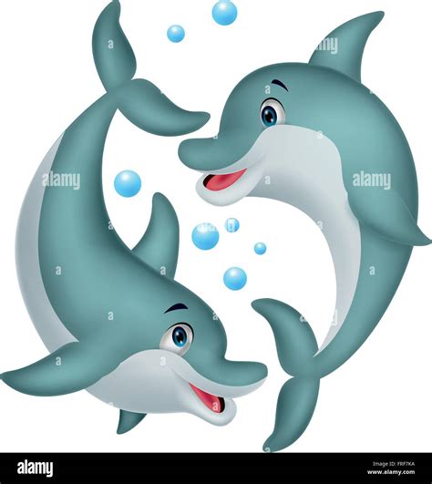 Cute Dolphin Couple Cartoon Stock Vector Image And Art Alamy