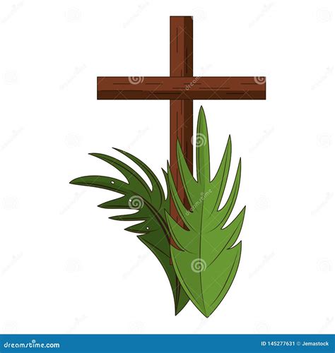 Christian Wooden Cross With Palm Stock Vector Illustration Of Palm