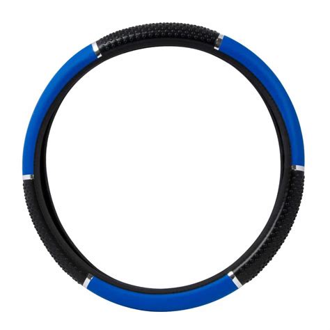 18 Black And Blue Steering Wheel Cover With Grips 75 Chrome Shop