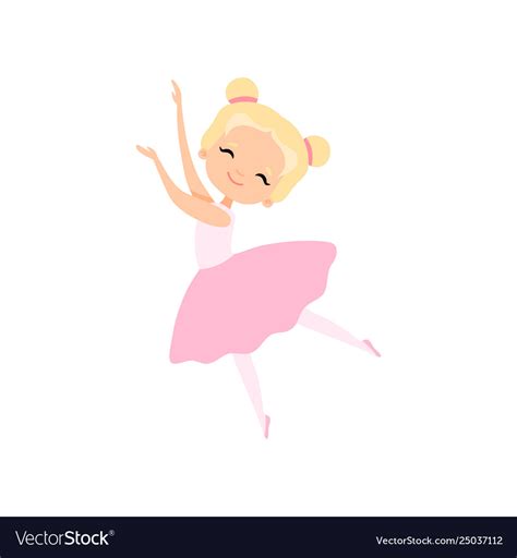 Cute Little Ballerina Dancing Girl Ballet Dancer Vector Image