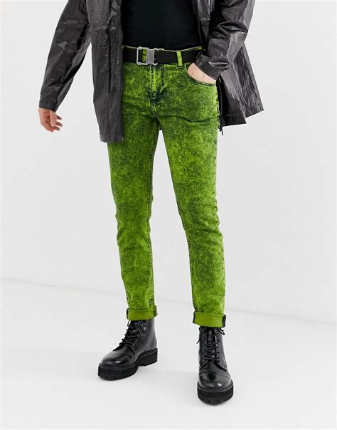 Asos Skinny Jeans In Acid Wash Lime Green In Green For Men Lyst