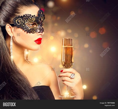 Sexy Model Woman Glass Champagne Image Photo Bigstock