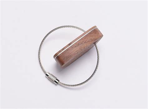Wooden Wire Key Chaincable Key Chain Walnut Wood And Aluminium Layers