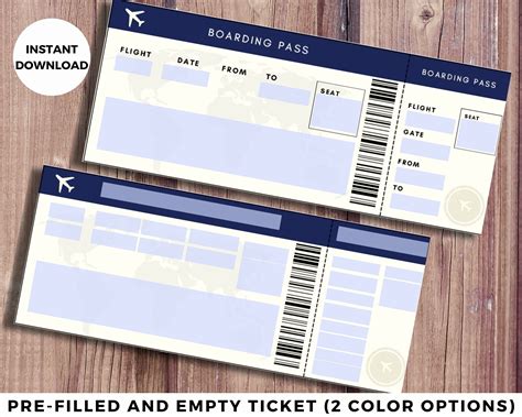 Printable Airline Ticket Template Free