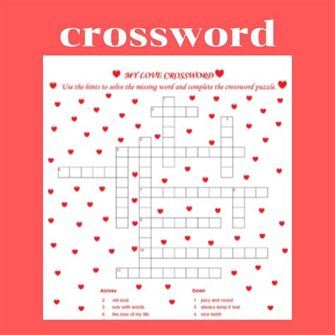 love for valentine day crossword puzzles instant download etsy