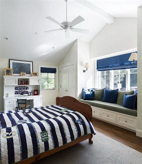 In the bedroom, neutral walls serve as the ideal backdrop to experiment with fresh linens and stylish areas while being striking in their own right. blue and white traditional boys bedroom by taylor lombardo ...