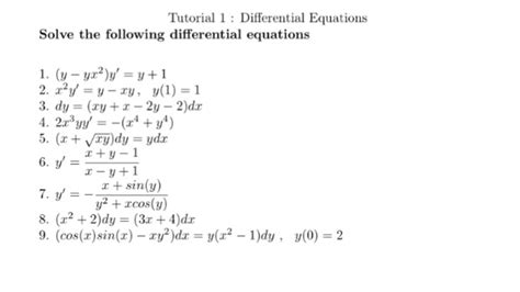 solved solve the following differential equations y