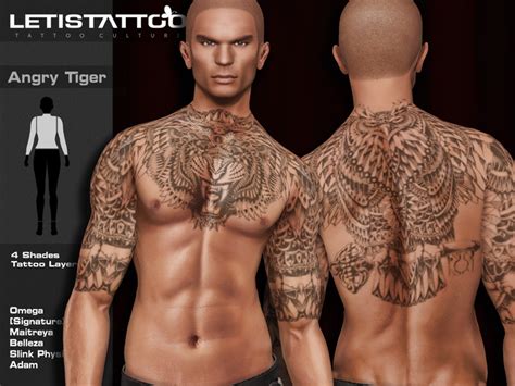 Second Life Marketplace Letis Tattoo Angry Tiger Tattoos Bakes On Mesh And Legacy
