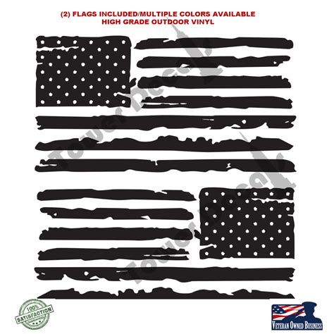 2 Us Flag Vinyl Decals Fits Jeep Wrangler Distressed Grunge American