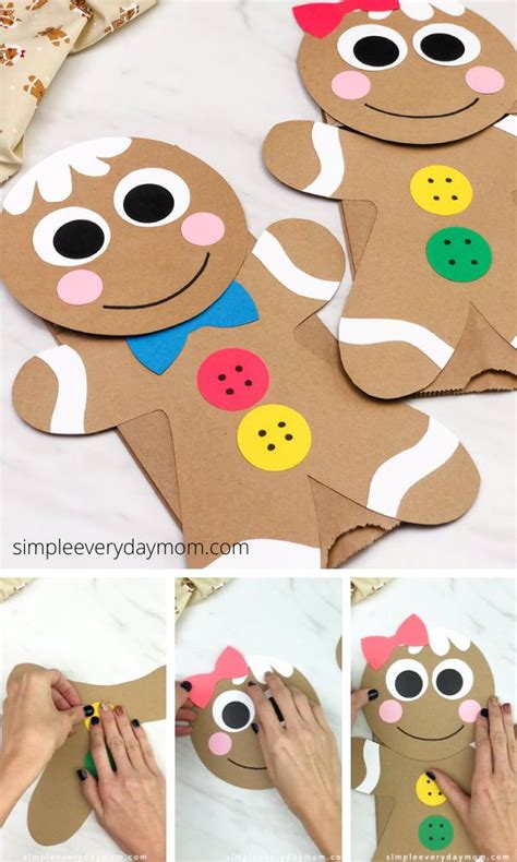 Gingerbread Man Paper Bag Puppet Craft Christmas Crafts For Kids