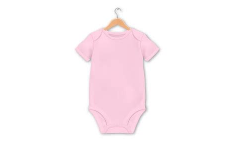 Premium Vector Vector Realistic Pink Blank Baby Bodysuit Template On