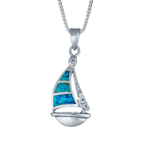 Blue Opal Sailboat Necklace In Sterling Silver Landing Company