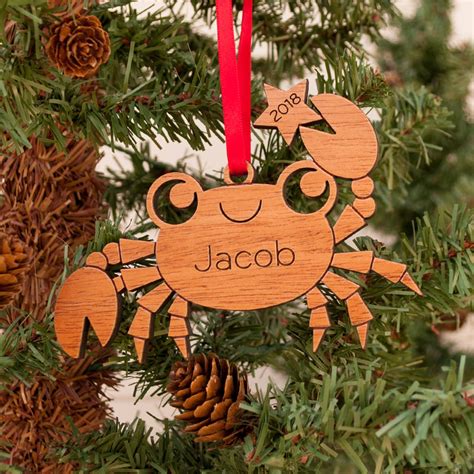 Crab Wood Christmas Ornament Personalized Baby S First Etsy