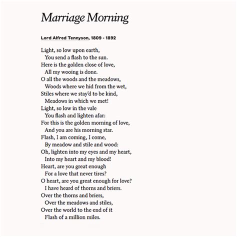Celebrate Love With Marriage Morning By Lord Alfred Tennyson On Your