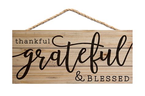 Thankful Grateful Blessed 10 X 45 Inch Pine Wood Decorative Hanging
