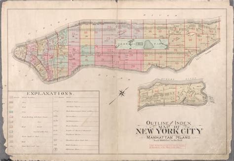 Outline And Index Map Of Atlas Of New York City Manhattan Island New