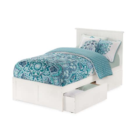 Atlantic Furniture Nantucket White Twin Xl Platform Bed With Flat Panel