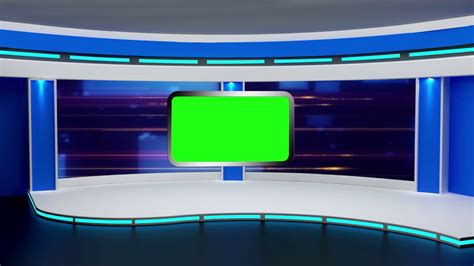 News Tv Studio Set 90 Virtual Green Screen Background Loop