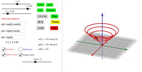 Parametric Equations Of Curves In Space Geogebra
