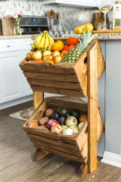 For that reason we have gathered 10 diy fruit storage ideas that you can make in order to make your kitchen more practical and organized. DIY Two-Tier Wood Produce Stand | KENDALL-JACKSON