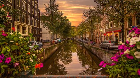 Картинки нидерланды город амстердам Amsterdam канал вода дома